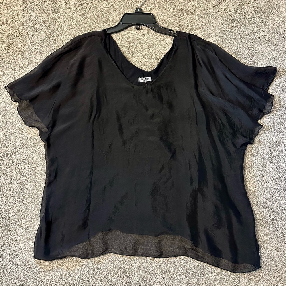 Meo Meli Elegant Silky Black Women's Top